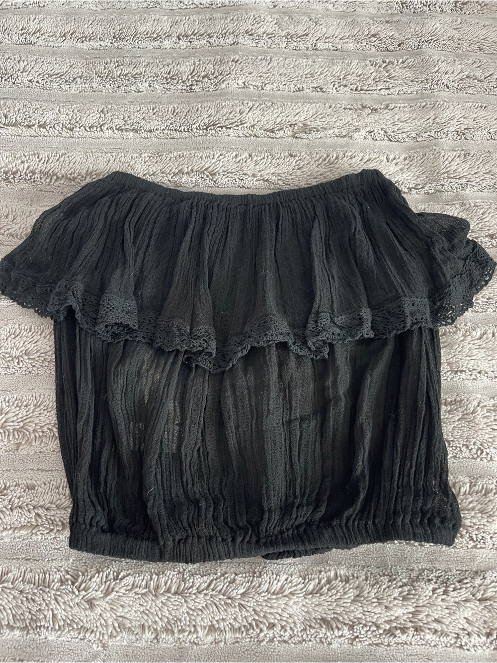 Jen's Pirate Booty Black gauze Ruffle tube Top - Picture 1 of 8